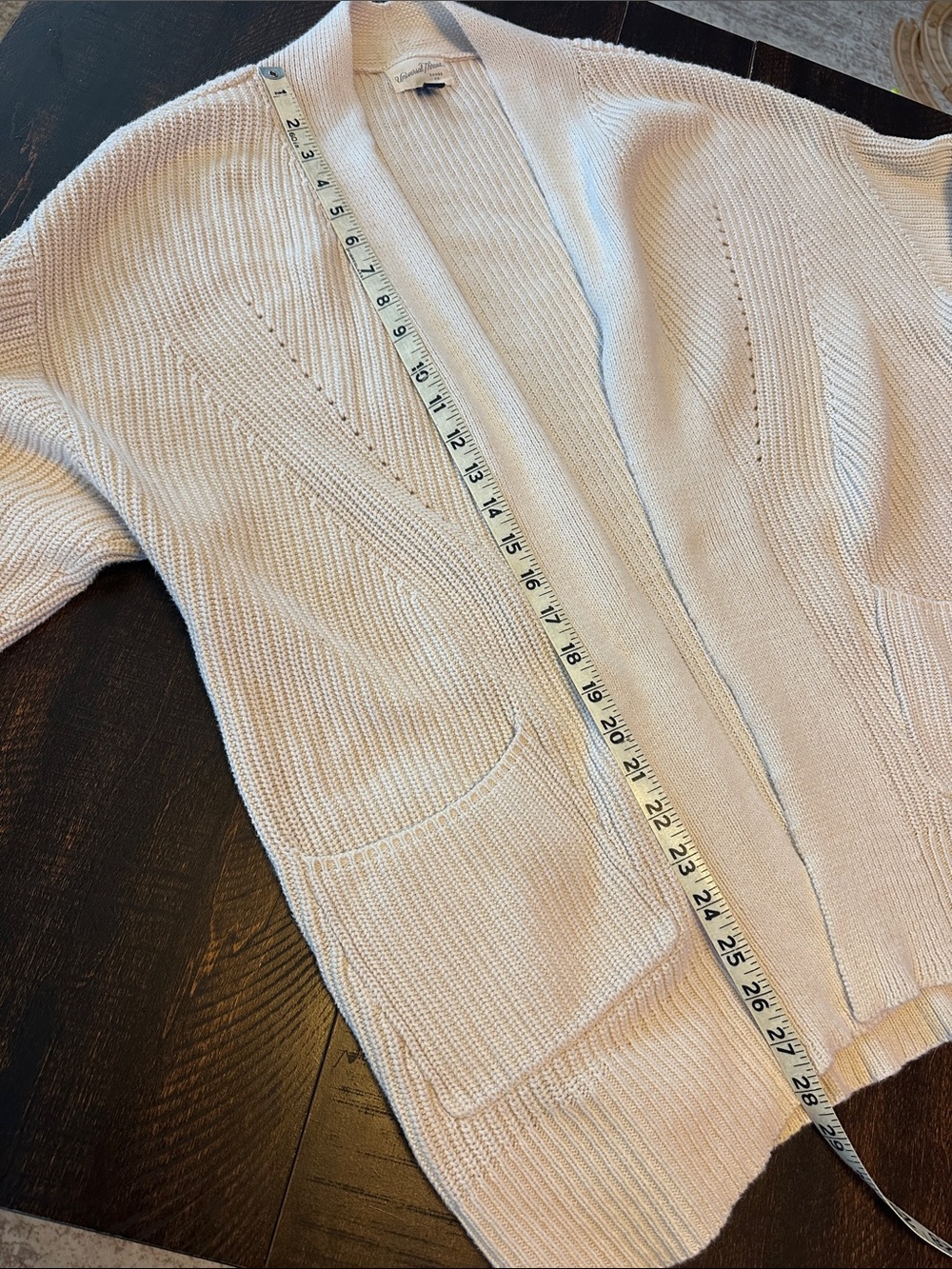 Universal Thread Cream Open-Front Ribbed Cardigan - Picture 3 of 4